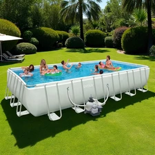 Каркасный бассейн Intex 54980, (28364), 732 х 366 х 132 см., песочный с хлоргенератором